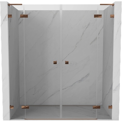 Mexen Lunar L Дуо душ врати с отваряеми панти 190 см, прозрачни, розово злато - 834DL-190-000-60-00 (834DL-190-000-60-00)