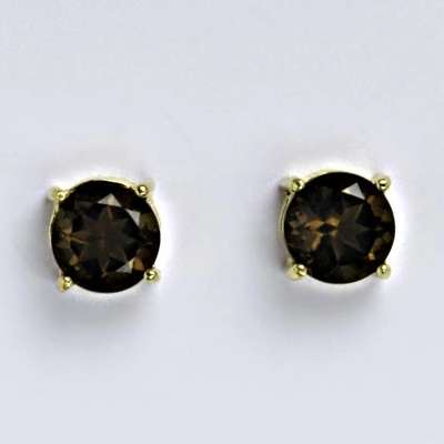 Čištín Zlaté náušnice ,přírodní záhněda, žluté i bílé zlato - NŠ 1252