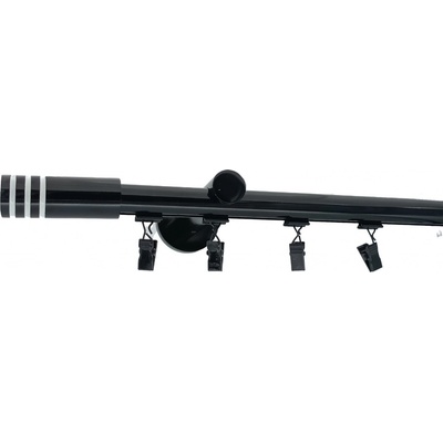 KovovégarnýžeCZ Broadway Malibu 19 mm Dvouřadá jezdec s háčkem černá lesklá 160 cm