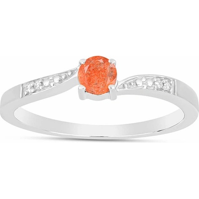 Nefertitis Prsten stříbrný se slunečním kamenem a zirkony 015992 SUS