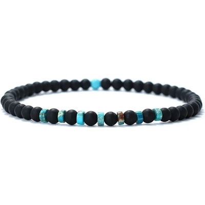 Daniel Dawson Korálkový náramek Sabino Onyx a Tyrkys NR2112 Tyrkysová