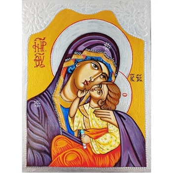 Image 1 of ГОЛЯМА РЪЧНО РИСУВАНА ИКОНА СВЕТА БОГОРОДИЦА УМИЛЕНИЕ