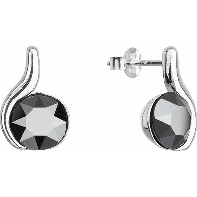 PAVONA Strieborné náušnice pecky so Swarovski krištáľmi čierne 31313.5 hematite