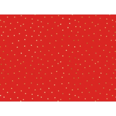 Baliaci papier červený so zlatými hviezdami 70 x 200 cm
