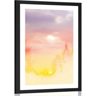Plakát s paspartou jemné obrysy lesa - 40x60 no frame