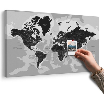 Obraz na korku moderní černobílá mapa - 120x80 place