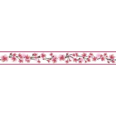 IMPOL TRADE D 58-031-1 Samolepiaca bordúra čerešňové kvety ružové, rozmer 5 m x 5,8 cm