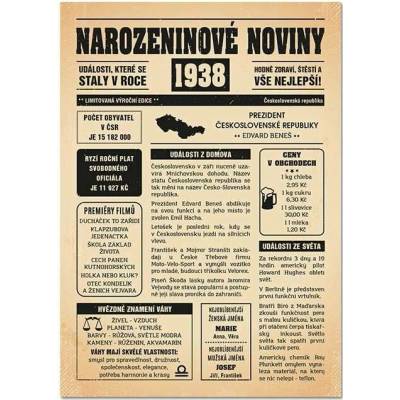 Narozeninové noviny 1938 - jednostranné - Vodnář, Černobílé