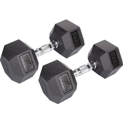 Hex Rubber Dumbell činka 1 pár hmotnosť 15 kg