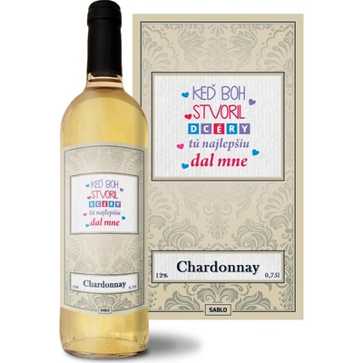Sablio Keď Boh stvoril dcéry Chardonnay biele suché víno 12 % 0,75 l (čistá fľaša)