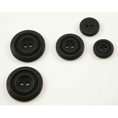Dierkový gombík - s ozdobnými kruhmi - matný - čierny - priemer 2,7 cm