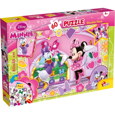 Lisciani Двулицев пъзел Lisciani за оцветяване от 60 части - Мини Маус (47918)