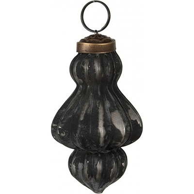 Clayre & Eef Granitová antik skleněná vánoční ozdoba stromek Noirre Ø 5*8 cm