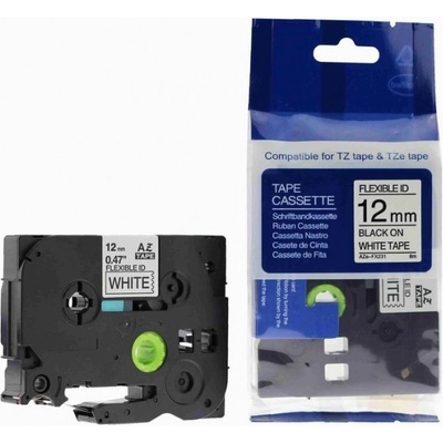 Compatible Съвместима лента с Brother TZ-FX231/TZe-FX231, 12mm x 8m, гъвкави, черен печат/бял фон (TZeFX231)