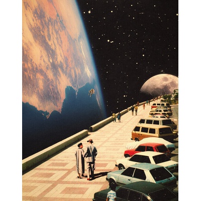 autor Plagát, Obraz - Space Promenade - Retro-Futuristic Collage Art, 30 × 40 cm