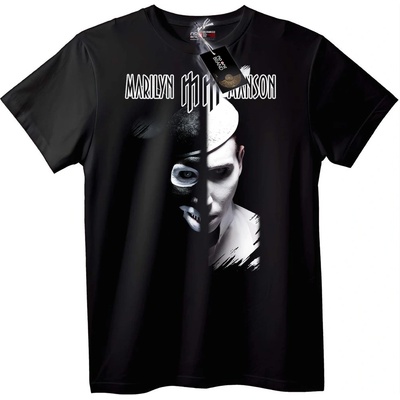 NOONEBRAND Тениска Marilyn Manson Разделено Лице - L, White