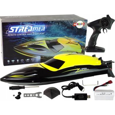 LEAN Toys Motorový člun na dálkové ovládání 2,4G žlutý 35 km/h pro děti