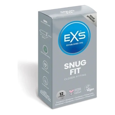 EXS Condoms 12 бр. Плътно прилепващи презервативи EXS Snug Fit 49 мм