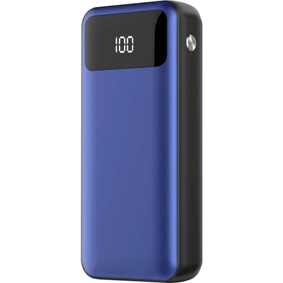 Platinet Power Bank 10000 mAh Polymer LCD - външна батерия с 2 USB изходa за таблети и смартфони (син)