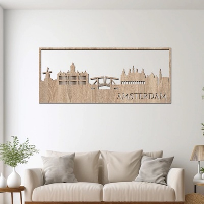 dřevo života Dřevěná dekorace na zeď AMSTRDAM Rozměry (cm): 40x16, Zvolte barvu dekoru: Dub Sonoma