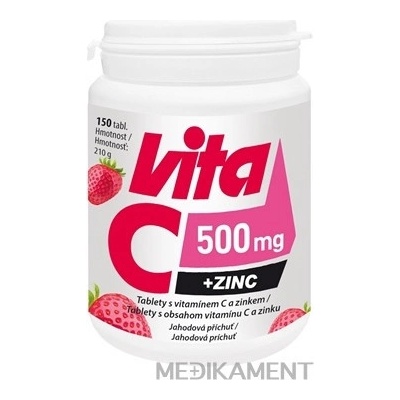 Vitabalans Vita C 500 mg + Zinc jahoda 150 tabliet