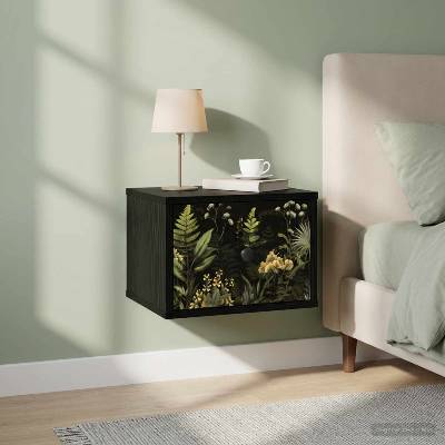 vidaXL Стенен шкаф за нощно шкафче RHENEN Черен дъб 36 x 33 x 25 см (8007431)