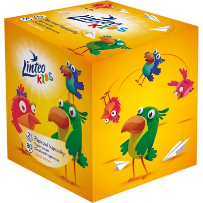 Linteo Kids papírové kapesníčky v krabičce 2-vrstvé 80 ks