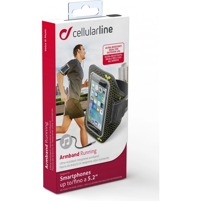 Púzdro CellularLine ARMBAND RUNNING smartphony do velikosti 5,2" čierne