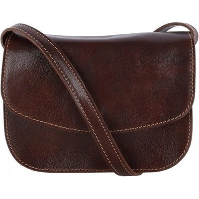 Vera Pelle dámska kožená kabelka malá crossbody Talianska čokoládová Viera