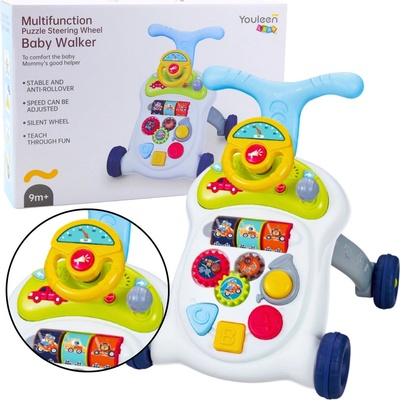LEAN Toys Interaktivní chodítko s volantem světla zvuky