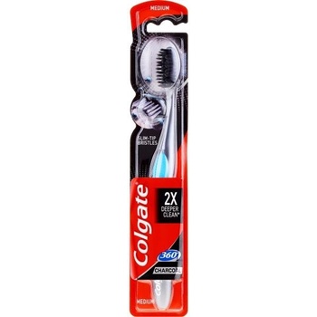 Colgate Zubná kefka 2X Deeper 360° Charcoal Medium