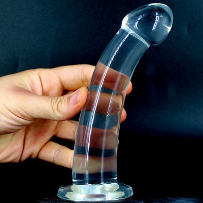 Glazed Průhledné zakřivené dildo v měkkém a flexibilním želé 18 x 3,8 cm