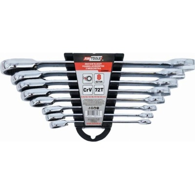 AWTools Ráčnové otevřené klíče , sada 8 kusů, 8–22 mm AW39997