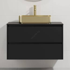 Bath Deluxe Шкаф за баня с мивка TRONDHEIM/LJORDAL 90x57x46 cm черен/месинг (SETBT0151F)