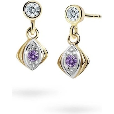 Danfil dětské náušnice C1897 ze žlutého zlata s kamínkem Amethyst zapínání balónek
