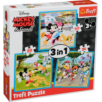 Trefl Пъзел Trefl 3 в 1 - Мики Маус и приятели (34846)