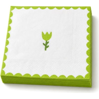 PAP FSC Mix Obrúsok 3V zeleno-biely s motívom kvetu 33x33 cm