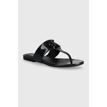 Calvin Klein Jeans Джапанки Calvin Klein Jeans FLAT SANDAL SLIDE TOEPOST MG MET в черно с равна подметка YW0YW01342 (YW0YW01342)