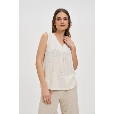 Moodo Кремав дамски топ без ръкави Moodo | Byal | ЖЕНИ | XS