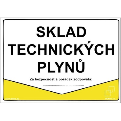 DUKO SKLAD TECHNICKÝCH PLYNŮ Formát: 297 x 210 mm, Materiál: plast 3 mm, samolepící vinylová fólie