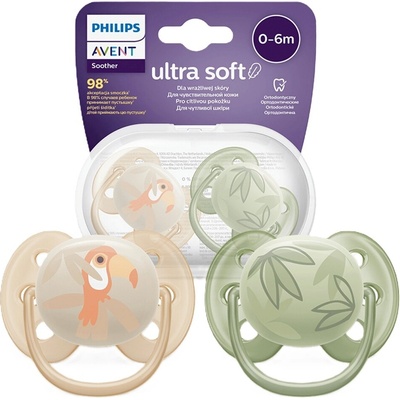 Avent Philips šidítko Ultrasoft Premium Zvířátko 2 ks oranžová/zelená
