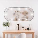 vidaXL Стенно огледало с LED лампи 45x100 см стъкло овално (3189164)