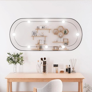 vidaXL Стенно огледало с LED лампи 45x100 см стъкло овално (3189164)