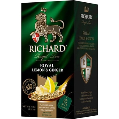 Richard Royal Lemon & Ginger bylinný čaj 25 vrecúšok