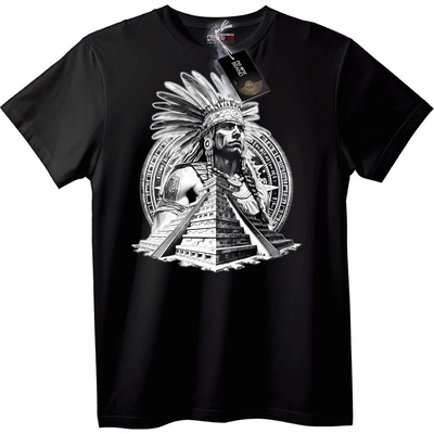 NOONEBRAND Тениска Ацтекски Воин и Пирамида - XL, Black
