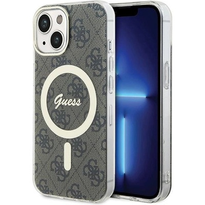 GUESS Калъф Guess IML 4G MagSafe за iPhone 15 - кафяв