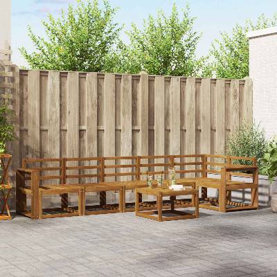 vidaXL Комплект дивани за открито 7 pcs Естествен (3366502)