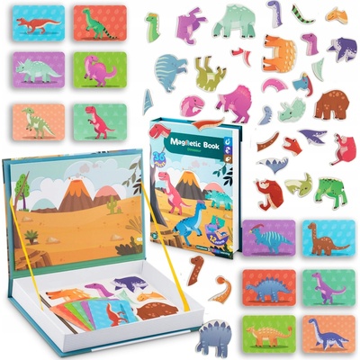 Dino LEANToys Magnetická kniha puzzle sauři 64 dílků.