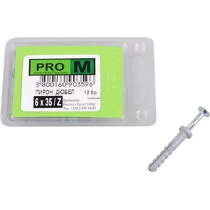Pro m ПИРОН-ДЮБЕЛ Ф6Х35ММ 12 БРОЯ pro m (3800160903596)