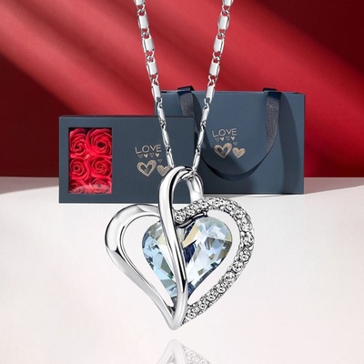 Éternelle Náhrdelník Swarovski Elements srdíčko DK-011/R Modrá